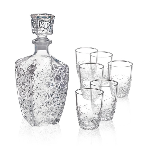 JUEGO 7 PIEZAS LICOR DEDALO (DECANTADOR + 6 VASOS)